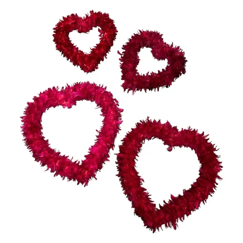 796 - Oversized - Various Sized Hearts - Feathered - Red/Burgundy
