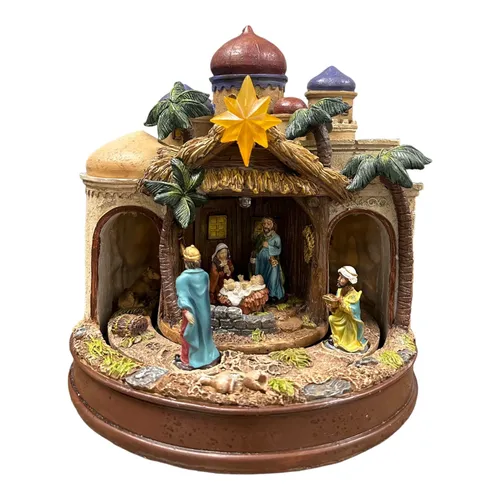 804 - Smalls - Interactive Nativity - 9” x 9” x 11” - Sand/Brown - Resin