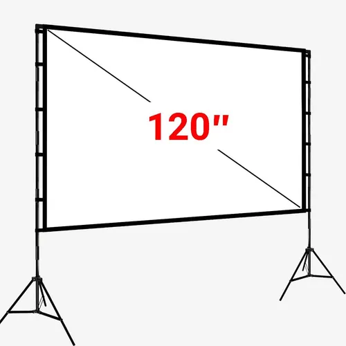 Projektoriaus ekranas surenkamas 120