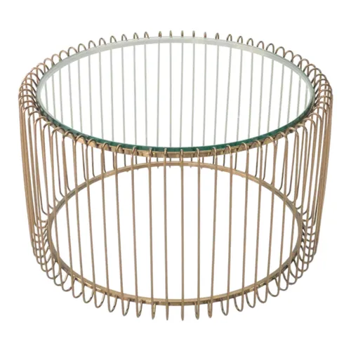 Brushed Brass Finis h wire line with tempered glass top