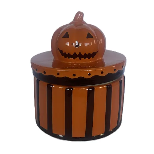 Jack-o-Lantern Lidded Candy Dish