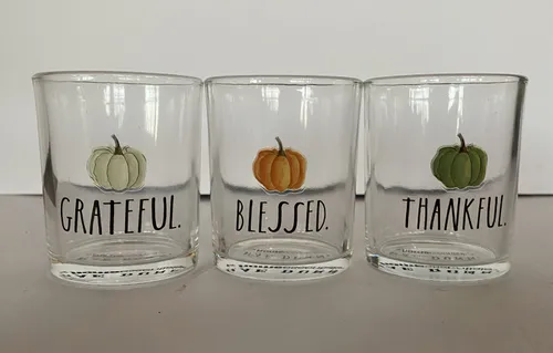 Grateful Blessed Thankful Glass Votive Set