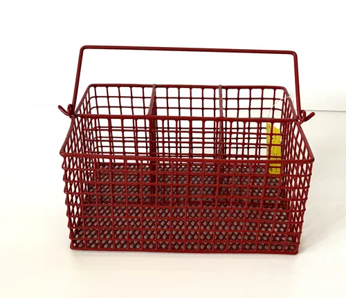 Red Metal Utensil Caddy