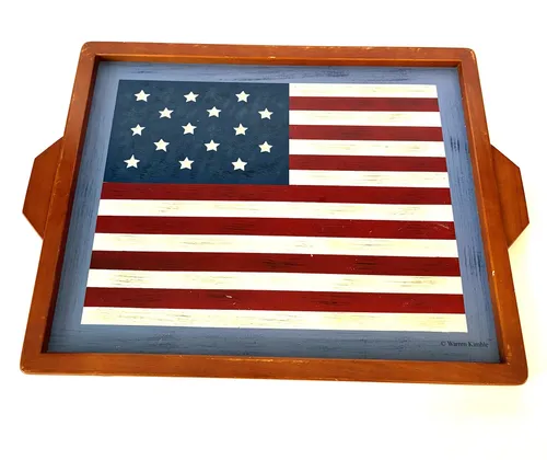 Wooden American Flag Serving Tray