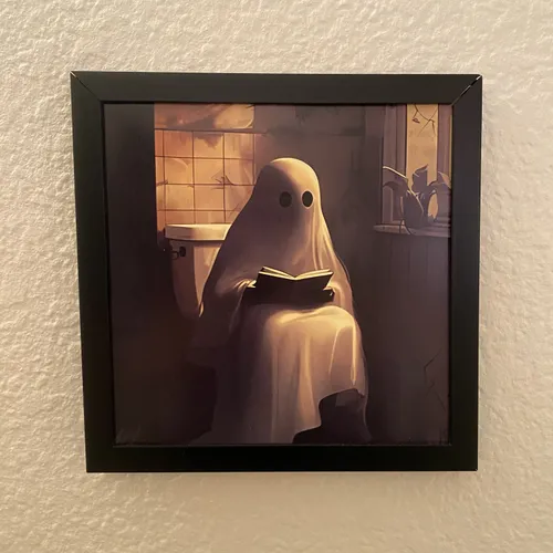 Ghost on the Toilet Framed Print
