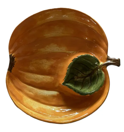Hand-Painted Pumpkin Chip and Dip Bowl