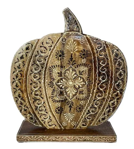 Wooden Pumpkin Cutout on Stand