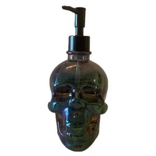Iridescent Glass Skull Soap Dispenser