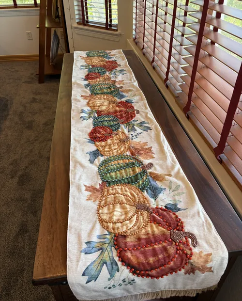 Beaded Pumpkin Tablerunner