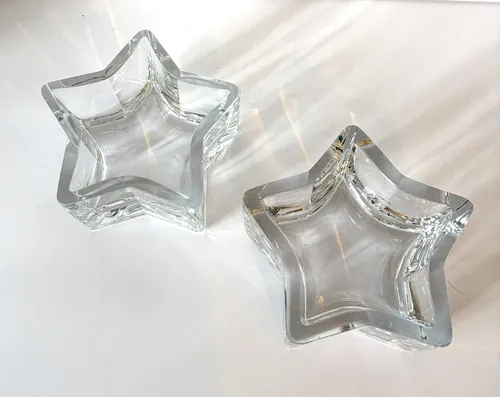 Clear Glass Star-Shaped Bowls, Set of 2