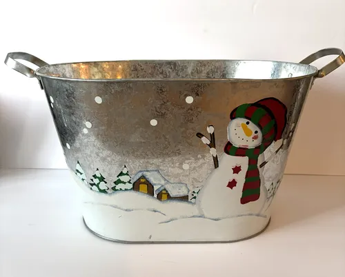 Snowman Metal Ice Bucket
