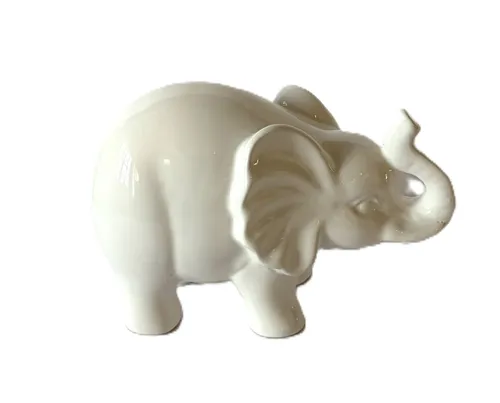 White Ceramic Elephant Figurine