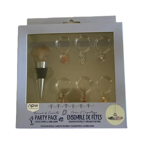 Mermaid and Seashell Wine Stoppers and Charms Set