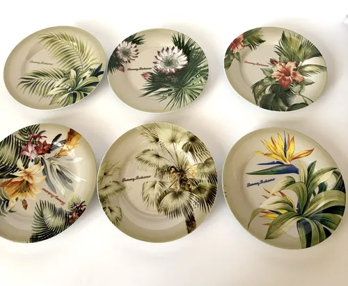 Hawaii Themed Dessert Plates, Set of 6