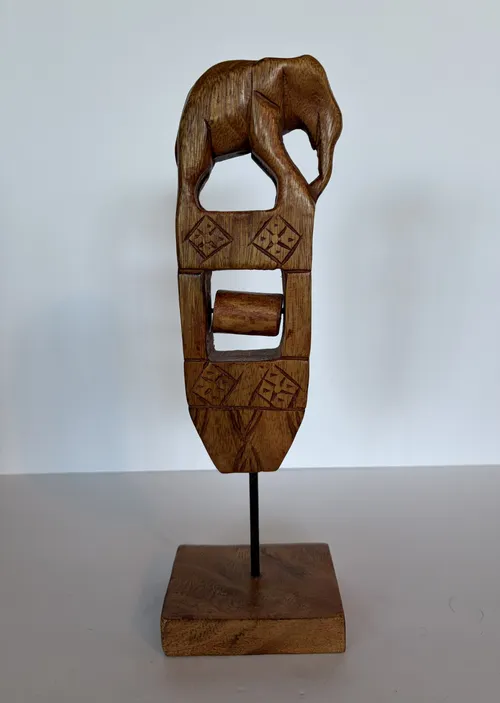 Wood Carved Elephant Figurine