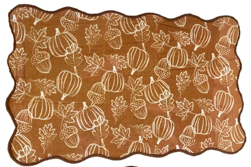 Orange Pumpkin and Leaf Beaded Floor Mats, Set of 3