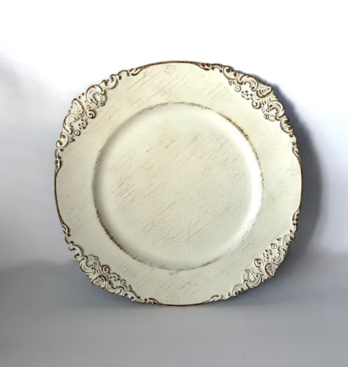 Rustic White Plate Chargers, Set of 6