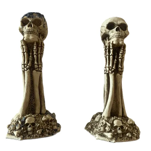 Skull and Bones Taper Candle Holders, Set of 2