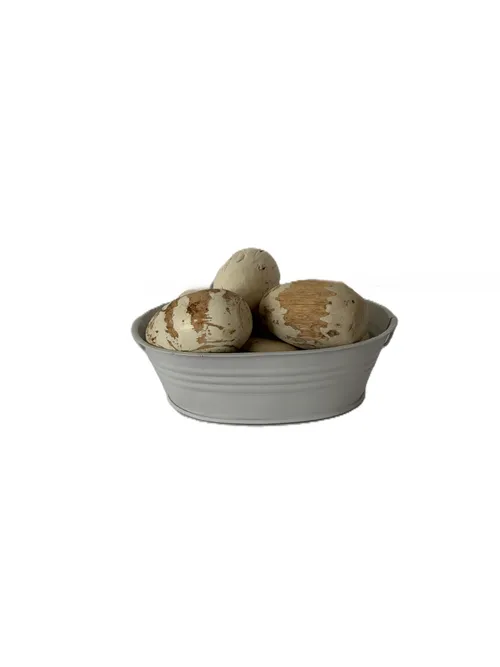 White Tin with Rustic Wooden Eggs
