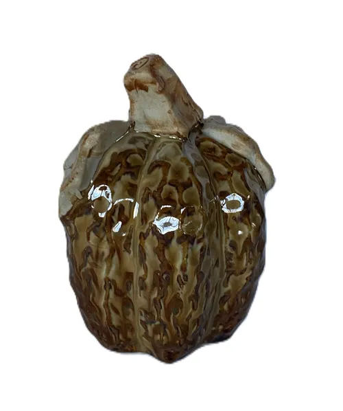 Brown Speckled Ceramic Pumpkin