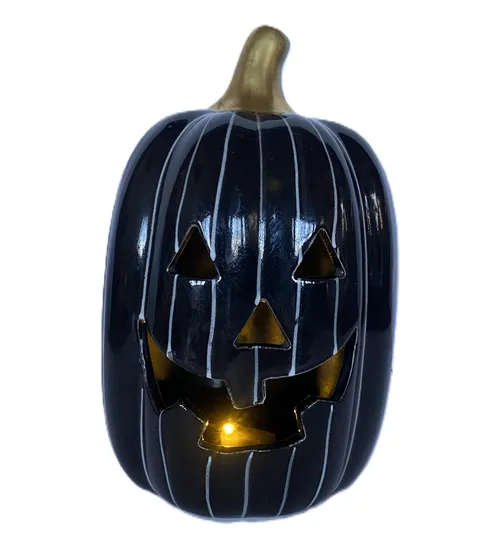 Black Striped Light-Up Jack-o-Lantern