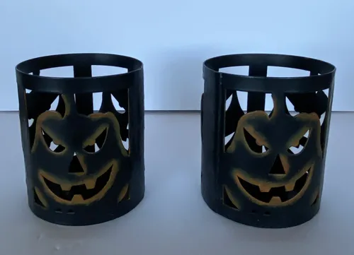 Patina Metal Jack-o-Lantern Tealights, Set of 2