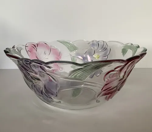 Glass Flowered Fruit Bowl