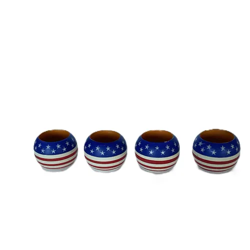 Flag Wooden Napkin Rings, Set of 4