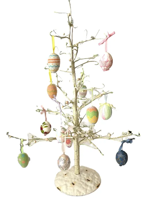 Large White Metal Egg Tree