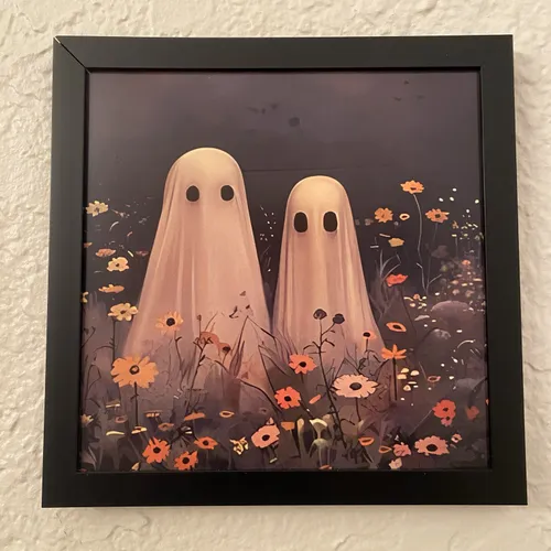 Two Ghosts in Flowers Framed Print