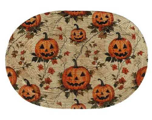 Jack-o-Lantern Fabric Placemats, Set of 4
