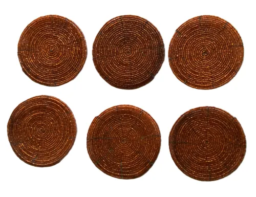 Beaded Orange Drink Coasters, Set of 6
