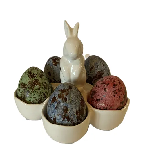 Five Egg Holder with Rabbit