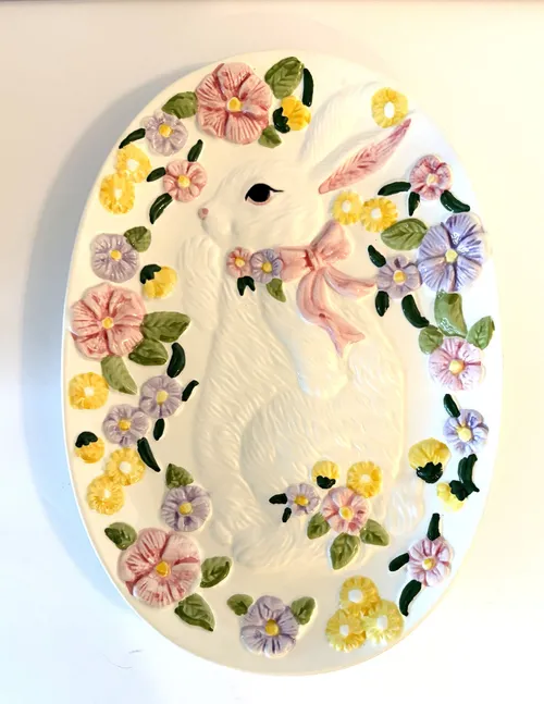 Hand-Painted Ceramic Bunny Platter