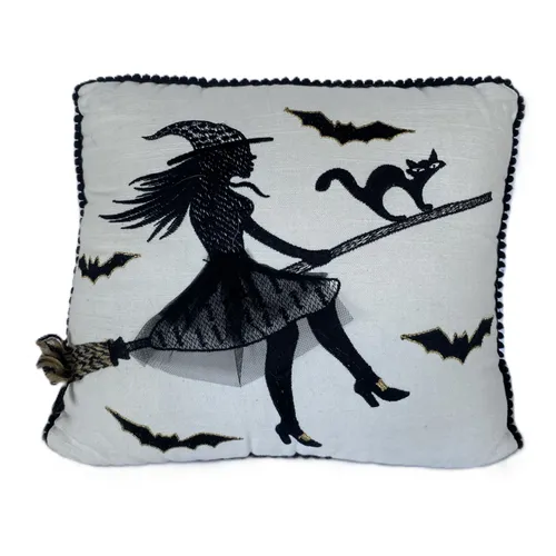 Witch on a Broomstick Throw Pillow