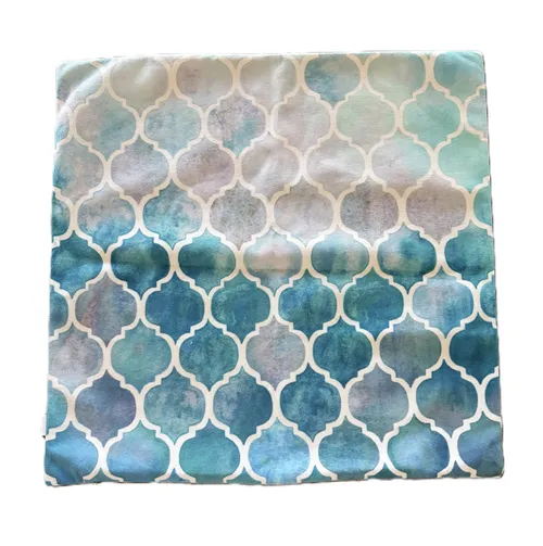 Aqua Patterned Throw Pillow Cover