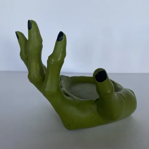 Green Witch's Hand Pillar Candle Holder