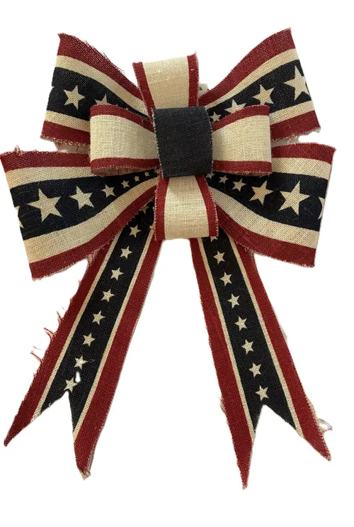 Red White and Blue Burlap Bow