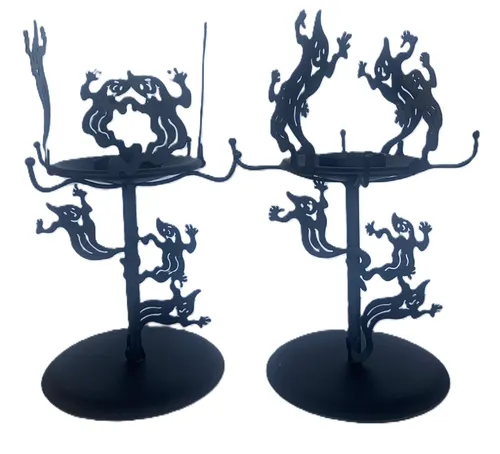 Black Metal Floating Ghost Votive Holders, Set of 2