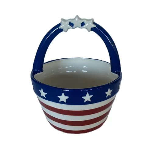 Red White and Blue Ceramic Flag Basket