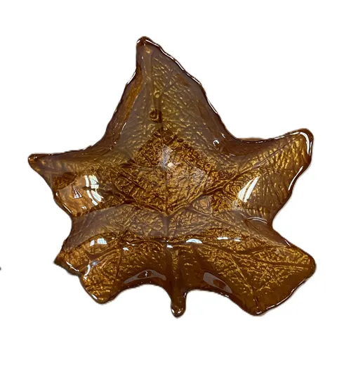 Golden Brown Maple Leaf Serving Plate