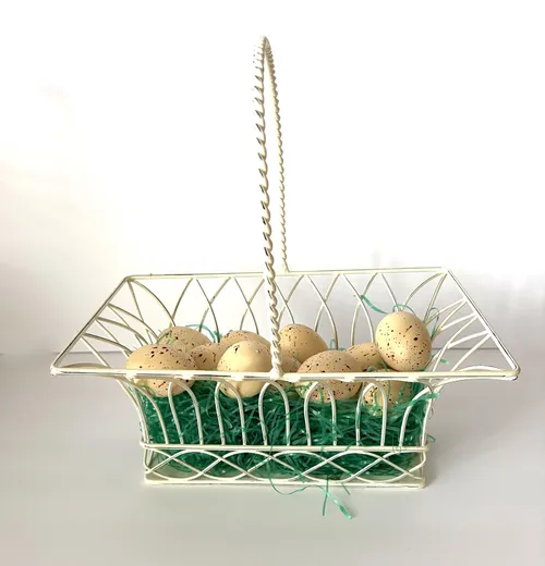 White Metal Easter Basket, Large