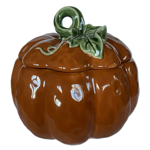 Orange Pumpkin-Shaped Soup Tureen with Lid