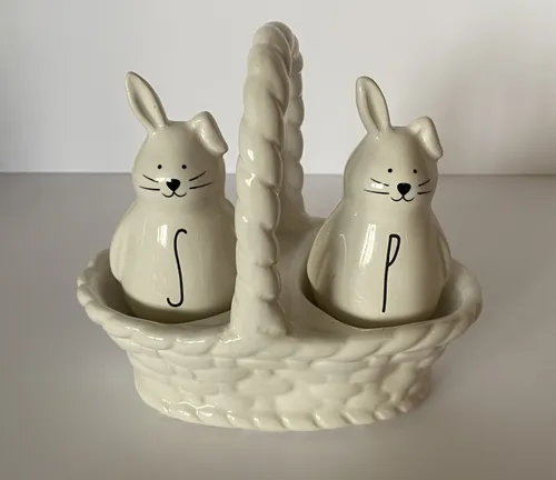 Rabbit in Basket Salt n Pepper Shakers