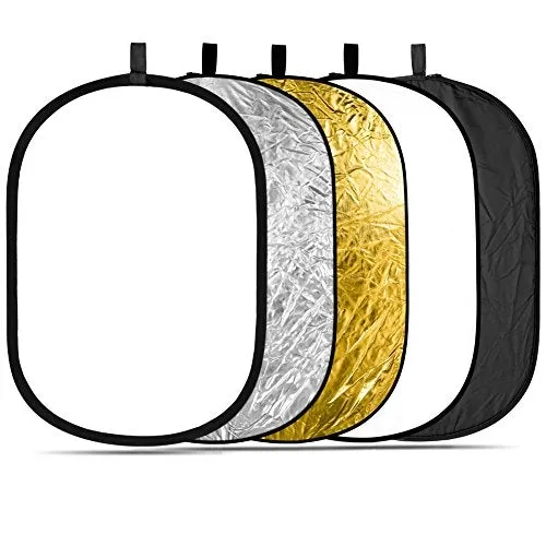Neewer 5-in-1 tragbarer Faltbarer Multi Disk Rund Licht-Reflektor (150x200 cm, durchlässig/Silber/Gold/weiß/schwarz