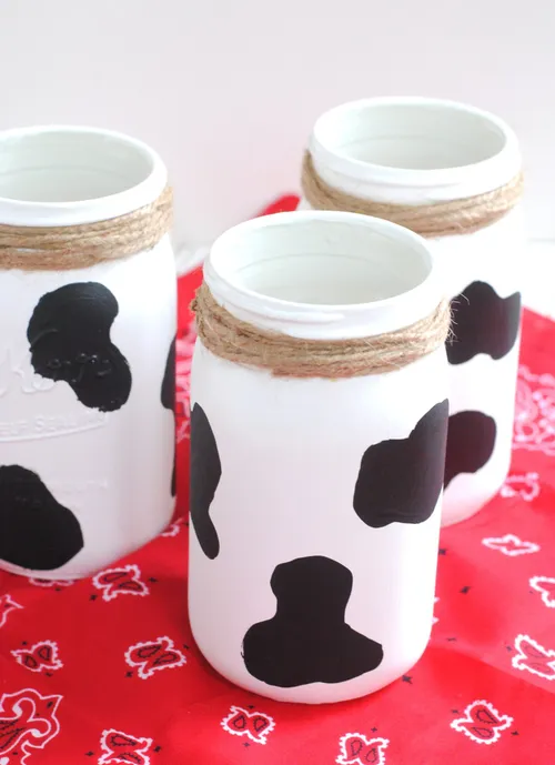 Mason Jar - Cow Print