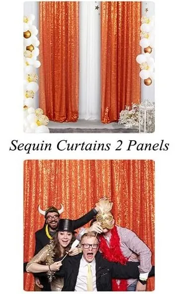 Curtain - 8' H x 2' W Sequin Backdrop - Orange