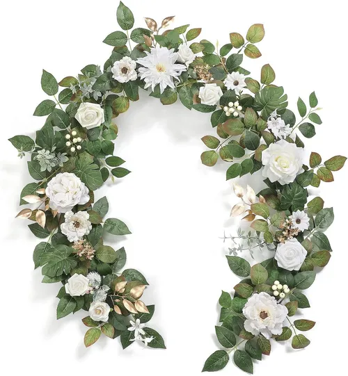 Artificial 6' Flower Runner Arrangement - White