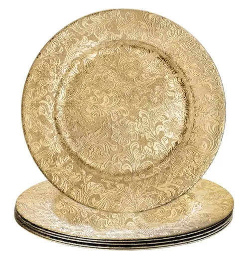 Charger Plate - Gold Floral Design