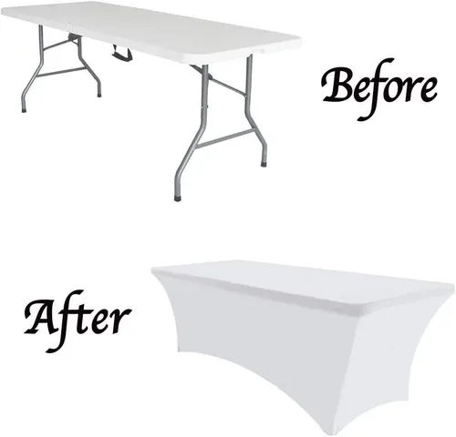 Tablecloth - 6' Spandex Rectangular Fit - White